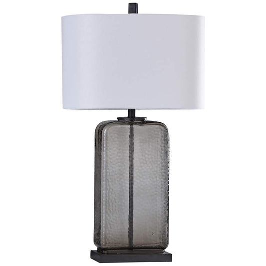 Charles Dimpled and Tinted Smoked Gray Glass Table Lamp