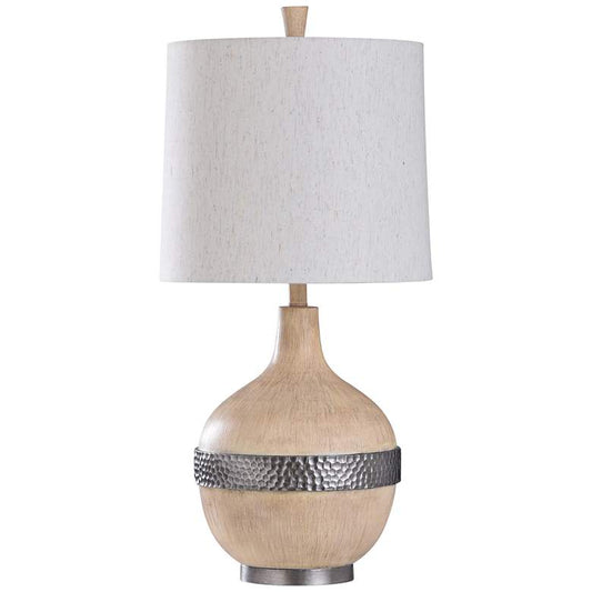Haverhill Antique Ivory and Hammered Lead Metal Table Lamp