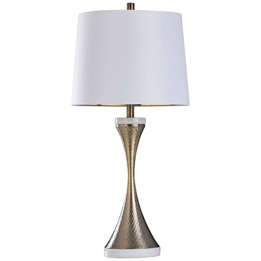 Erri Antiqued Brass Metal and Natural Marble Table Lamp