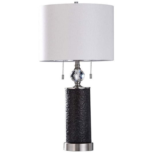 Aglona Textured Black Coal Pedestal Table Lamp