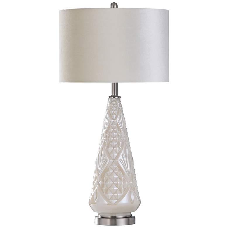 Casti Ivory Pearl Glass Diamond Pattern Table Lamp