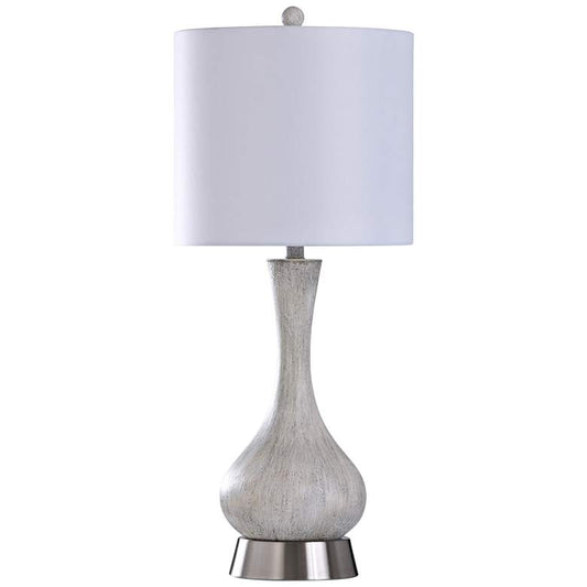 Chrystal Aged Egg Shell and Brushed Steel Table Lamp