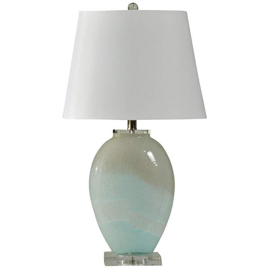 Orton Frosted White and Blue Glass Vase Table Lamp