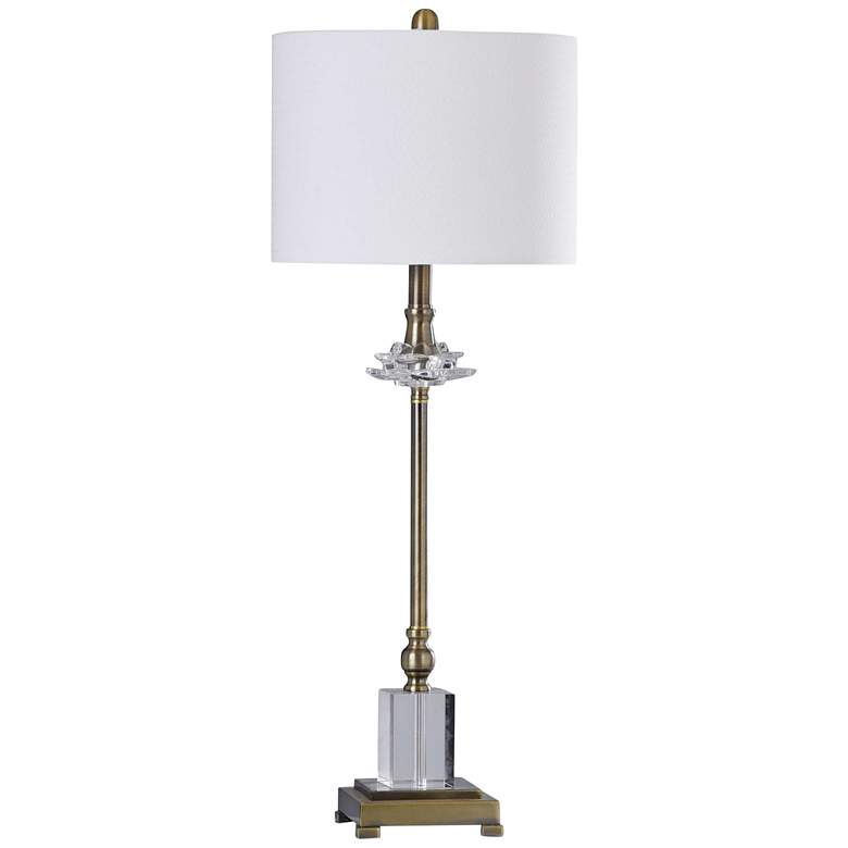 Matlock Old Brass Metal and Clear Crystal Buffet Table Lamp
