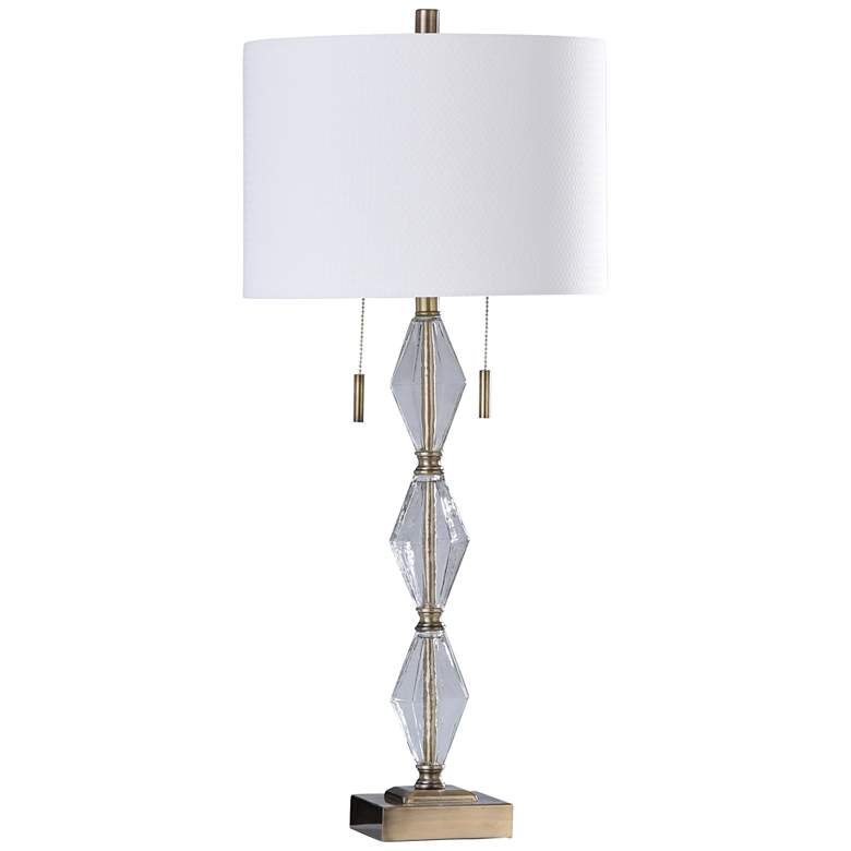 Adeline Old Brass Metal and Seeded Glass Buffet Table Lamp
