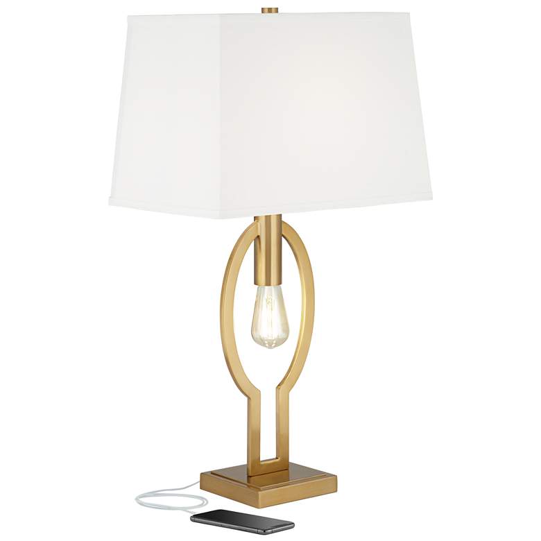 Ella Open Brass Night Light Table Lamp with USB Port