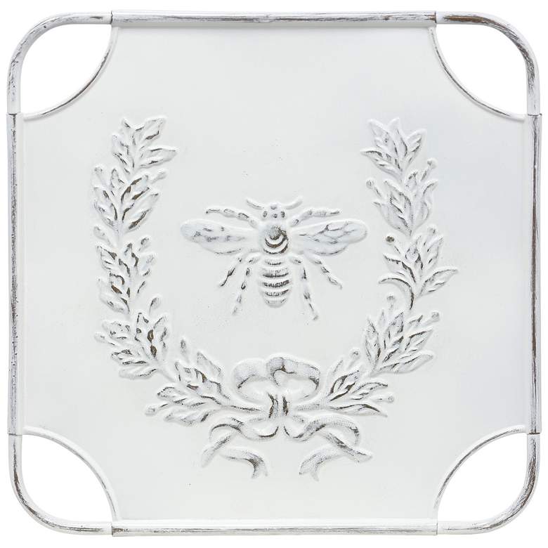 Bee Yourself - Square Metal Art with Bee and Laurel Design