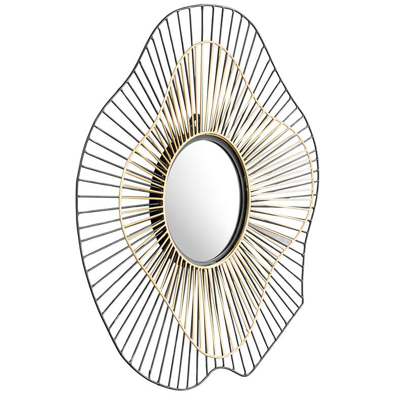 Zuo Comet Gold Black 21 3/4" Round Decorative Wall Mirror