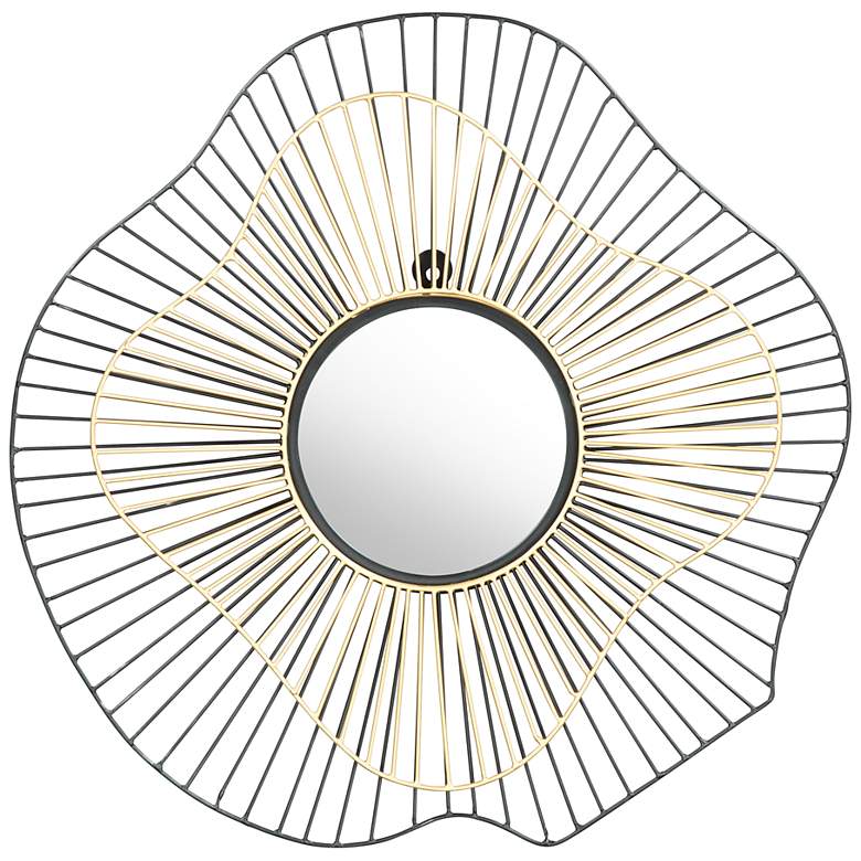 Zuo Comet Gold Black 21 3/4" Round Decorative Wall Mirror
