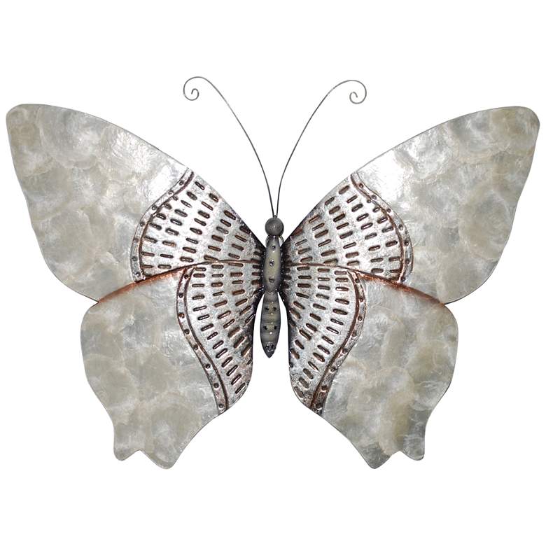 Silver with Rust Dashes Butterfly 18" Wide Wall Decor