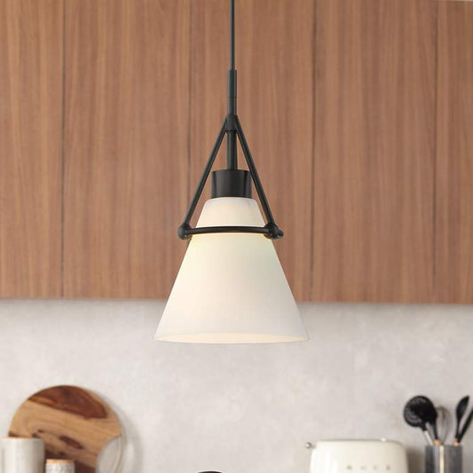 Possini Euro Casmere 7 1/2" Wide Black Cone Mini Pendant