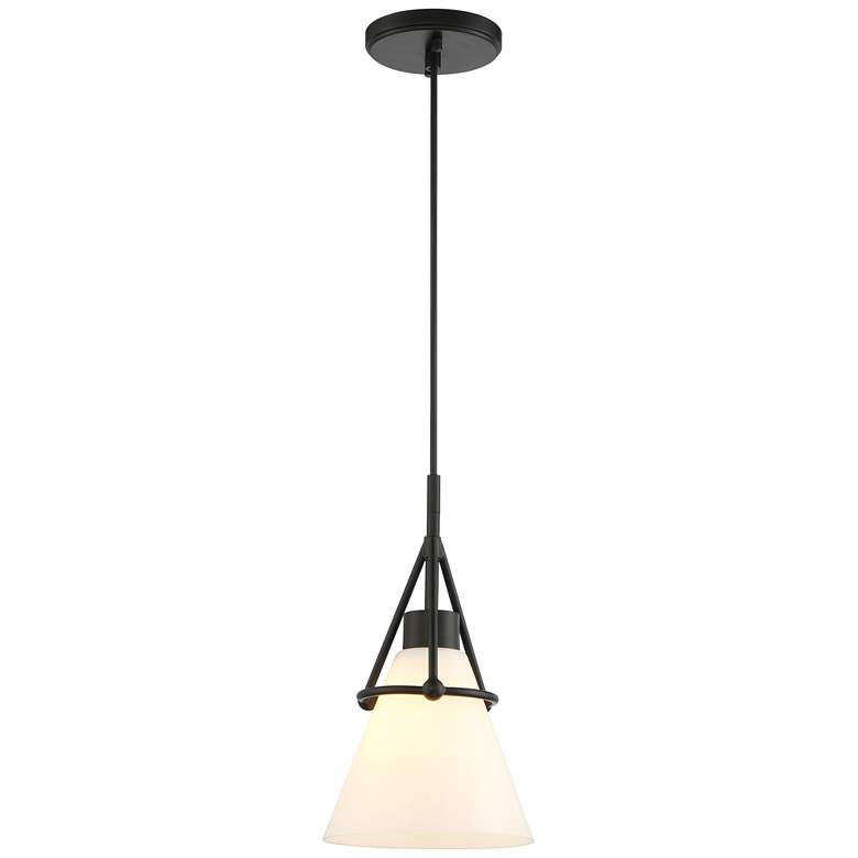 Possini Euro Casmere 7 1/2" Wide Black Cone Mini Pendant