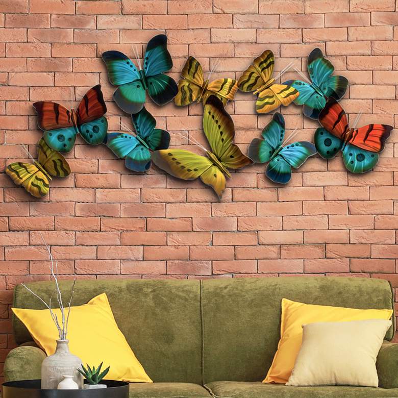 Butterfly Flight 45" Wide Indoor - Outdoor Handmade Metal Wall Art