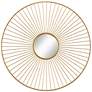 Sarra Gold Leaf Metal 33" Round Wall Mirror