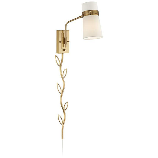 Possini Euro Cartwright Antique Brass Plug-In Wall Lamp w/ Vine Cord Cover