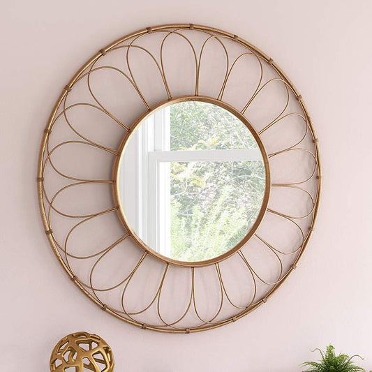 Zuo Alida Gold 33" Round Decorative Wall Mirror