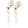 Clement Warm Gold Swing Arm Plug-In Wall Lamps Set of 2