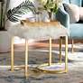 Baxton Studio Gwyn White Faux Fur and Gold Metal Ottoman