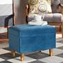 Baxton Studio Elias Blue Velvet Tufted Storage Ottoman