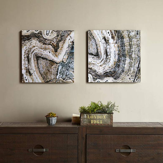 Cool Stone 20" Square 2-Piece Canvas Wall Art Set