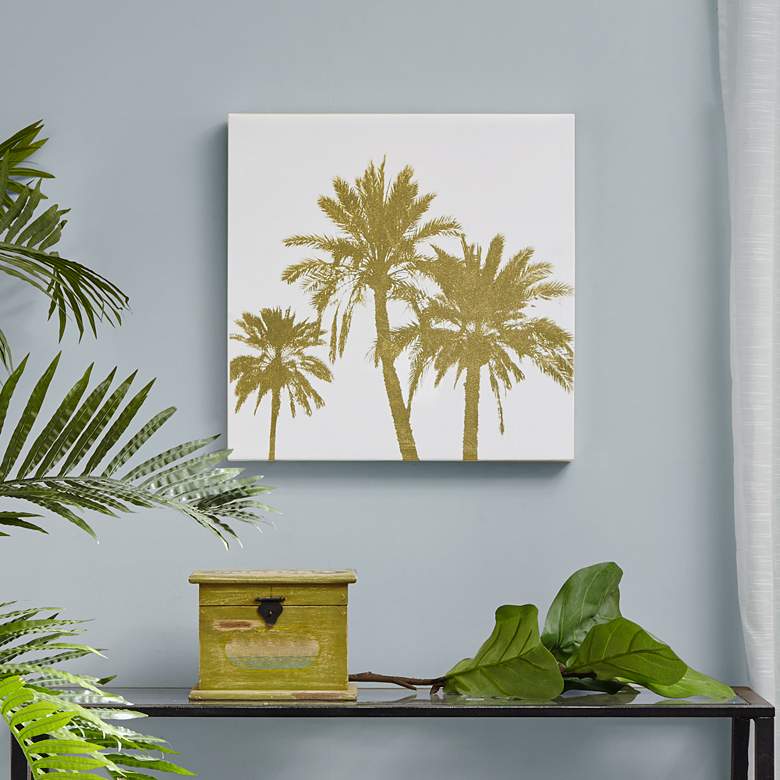 Gold Palms 20" High Canvas Wall Art