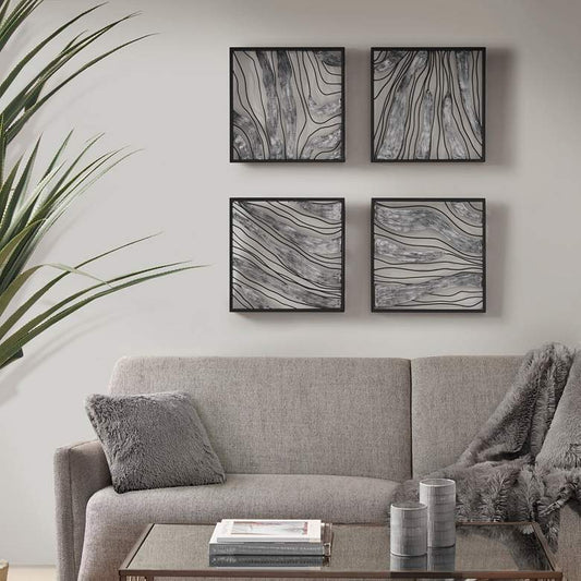 Slate 15" Square 4-Piece Framed Metal Wall Art Set