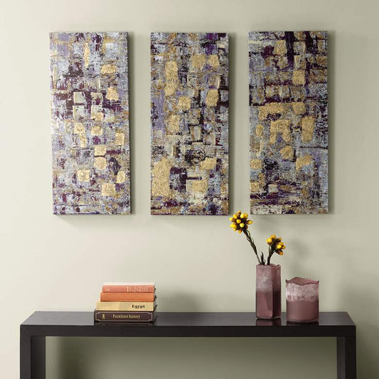 Gilded Violet 35" High 3-Piece Canvas Wall Art Set