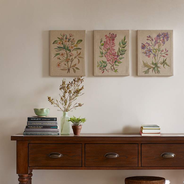 Linen Botanicals 14" High 3-Piece Canvas Wall Art Set