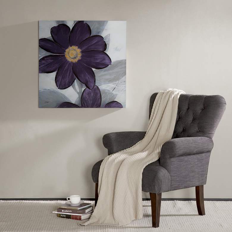 Midnight Bloom Plum 30" Square Canvas Wall Art