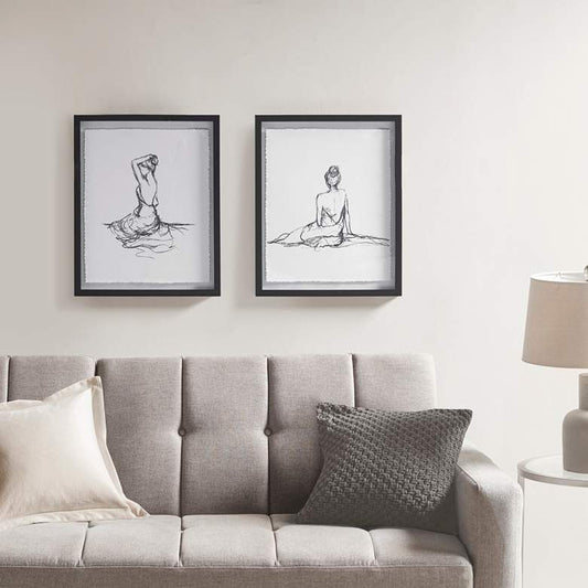 Feminine Figures 21" High 2-Piece Framed Wall Art Set