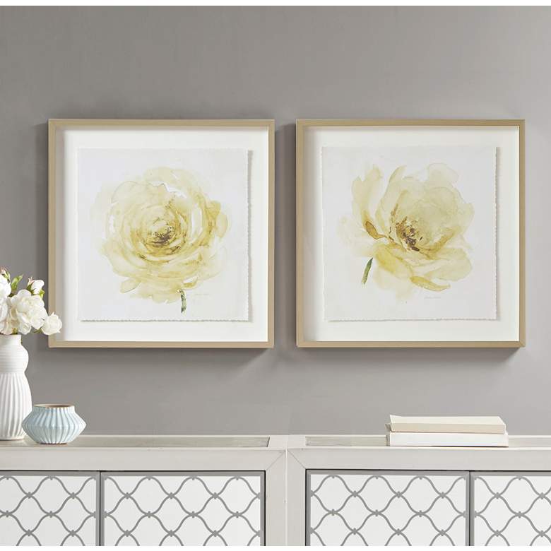 Ivory Ladies Rose 25" Square 2-Piece Framed Wall Art Set
