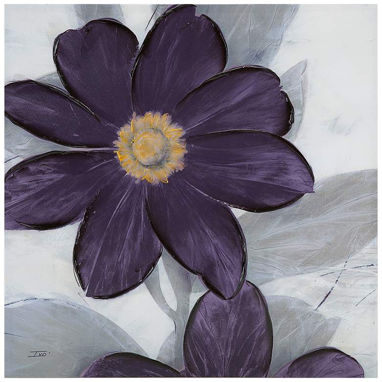 Midnight Bloom Plum 30" Square Canvas Wall Art