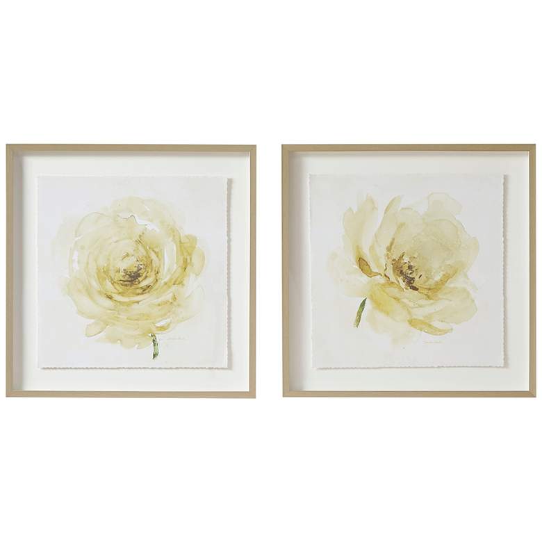 Ivory Ladies Rose 25" Square 2-Piece Framed Wall Art Set