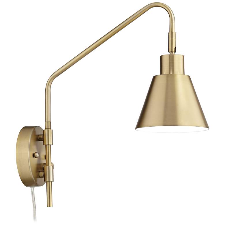 Marybel Antique Brass Downlight Swing Arm Wall Lamp with Cord – Joanna Home