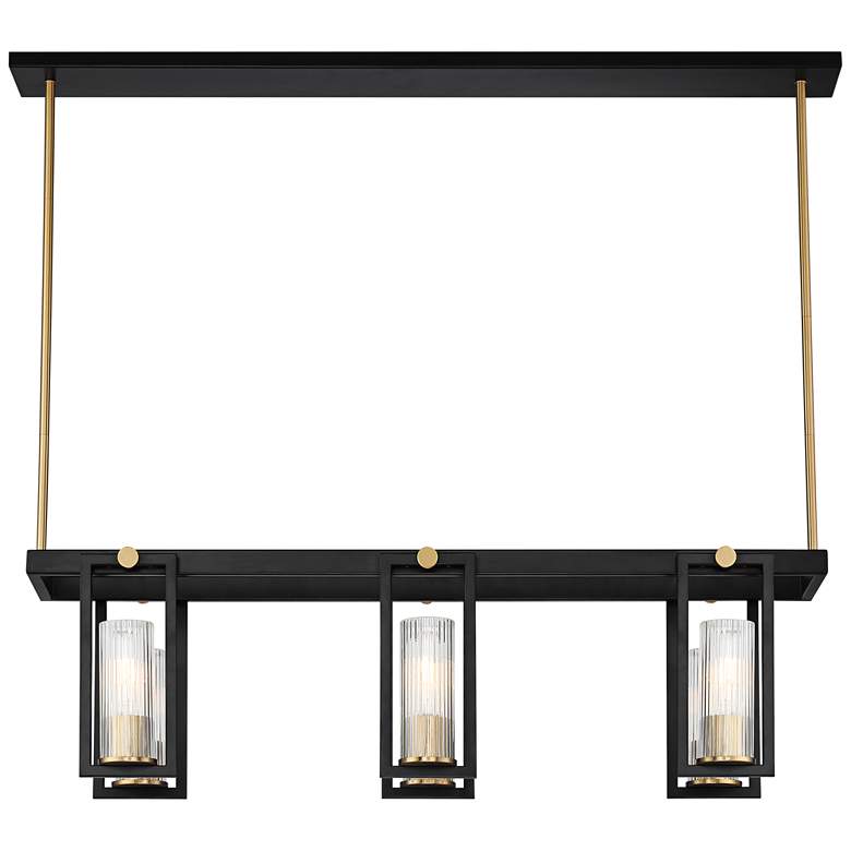 Ramos 38" Wide Matte Black and Warm Brass Island Chandelier