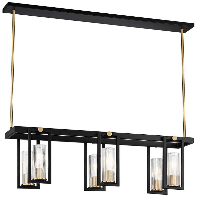 Ramos 38" Wide Matte Black and Warm Brass Island Chandelier