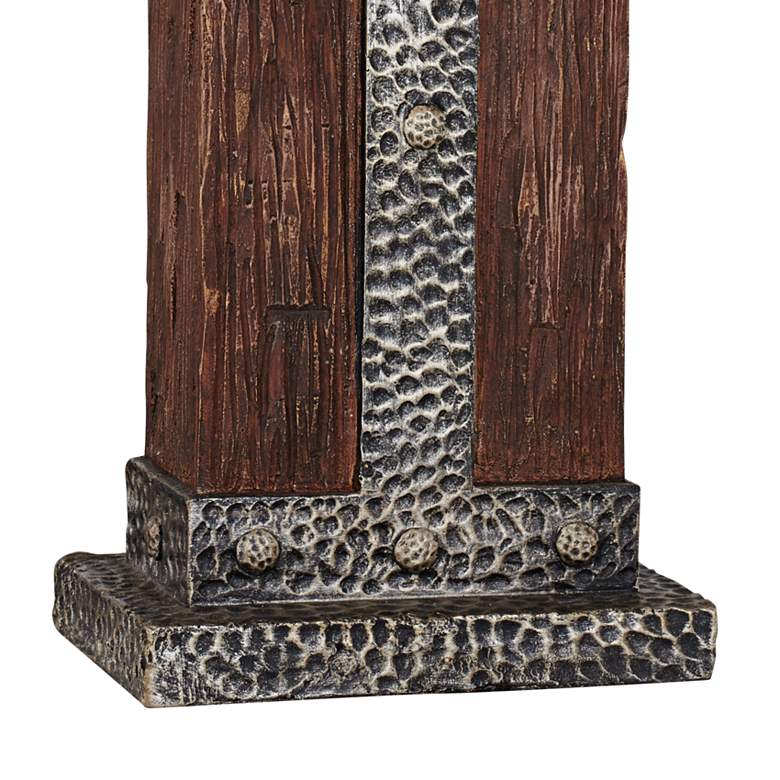 Rustic Lodge Faux Hammered Metal and Distressed Wood Table Lamp