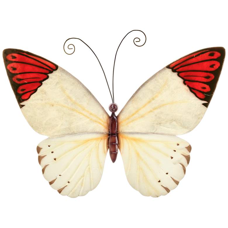 Eangee Butterfly 12" Wide Red Tipped Capiz Shell Wall Decor