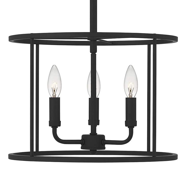 Quoizel Abner 14" Wide Matte Black 3-Light Pendant