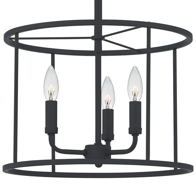 Quoizel Abner 14" Wide Matte Black 3-Light Pendant