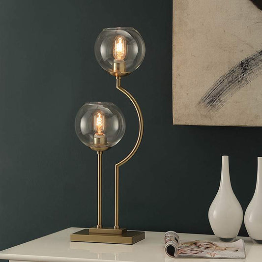 Bedford Brass Metal and Clear Glass Globe Uplight Table Lamp