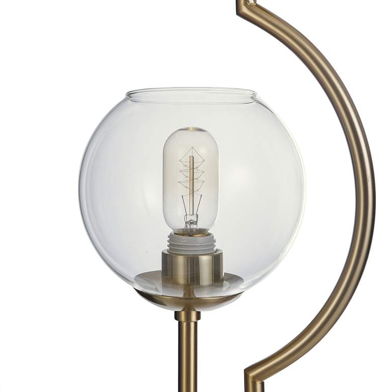 Bedford Brass Metal and Clear Glass Globe Uplight Table Lamp