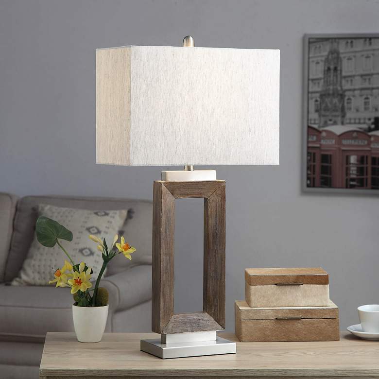 Hamilton Brown Wood Hollow Rectangular Table Lamp