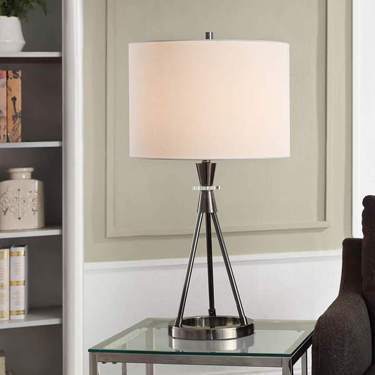 Hilsgrove Molded Round Black Nickel Metal Tripod Table Lamp