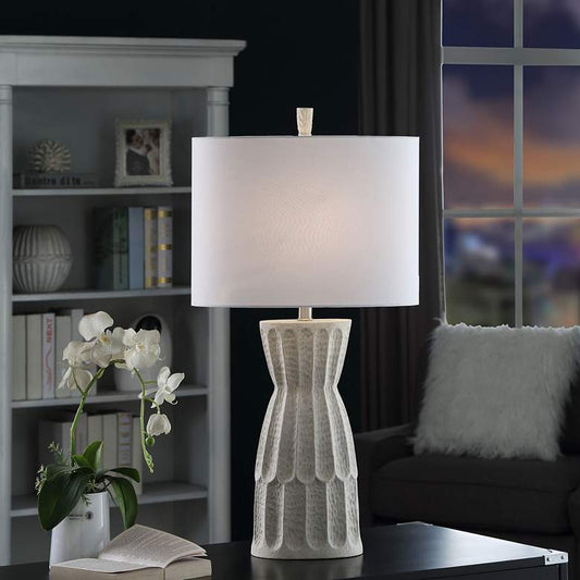 Cheshire Ivory Hammered Texture Molded Pedestal Table Lamp