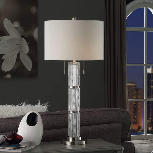 Eagle Textured Glass Column Table Lamp