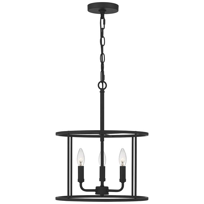 Quoizel Abner 14" Wide Matte Black 3-Light Pendant