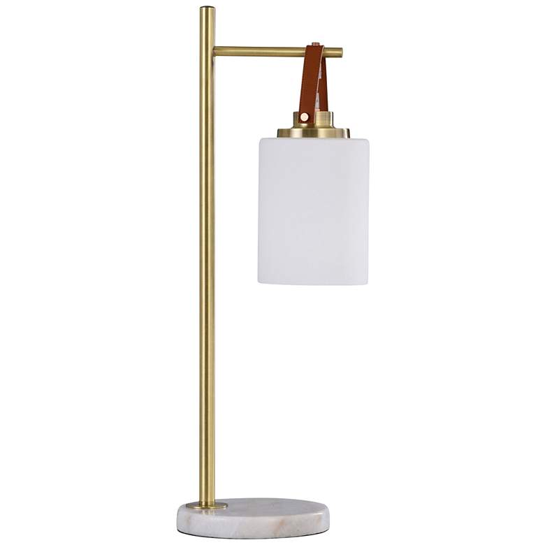 Clarke Brass Metal and White Marble Desk Lamp