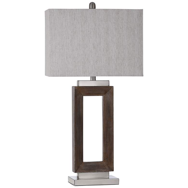 Hamilton Brown Wood Hollow Rectangular Table Lamp