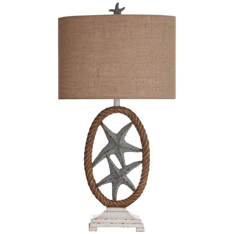 Farnam Two-Tone Faux Brown Rope and Gray Starfish Table Lamp